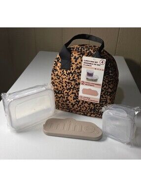 Mine Leopard Print Lunch Bag Set with Food Containers and Ice Pack
